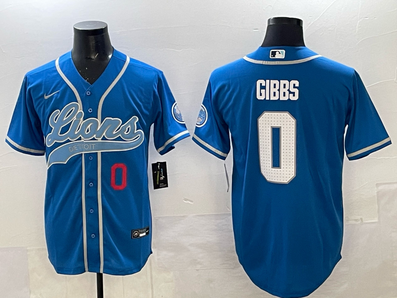 Men Detroit Lions 0 Gibbs blue NFL Nike 2025 jersey 032